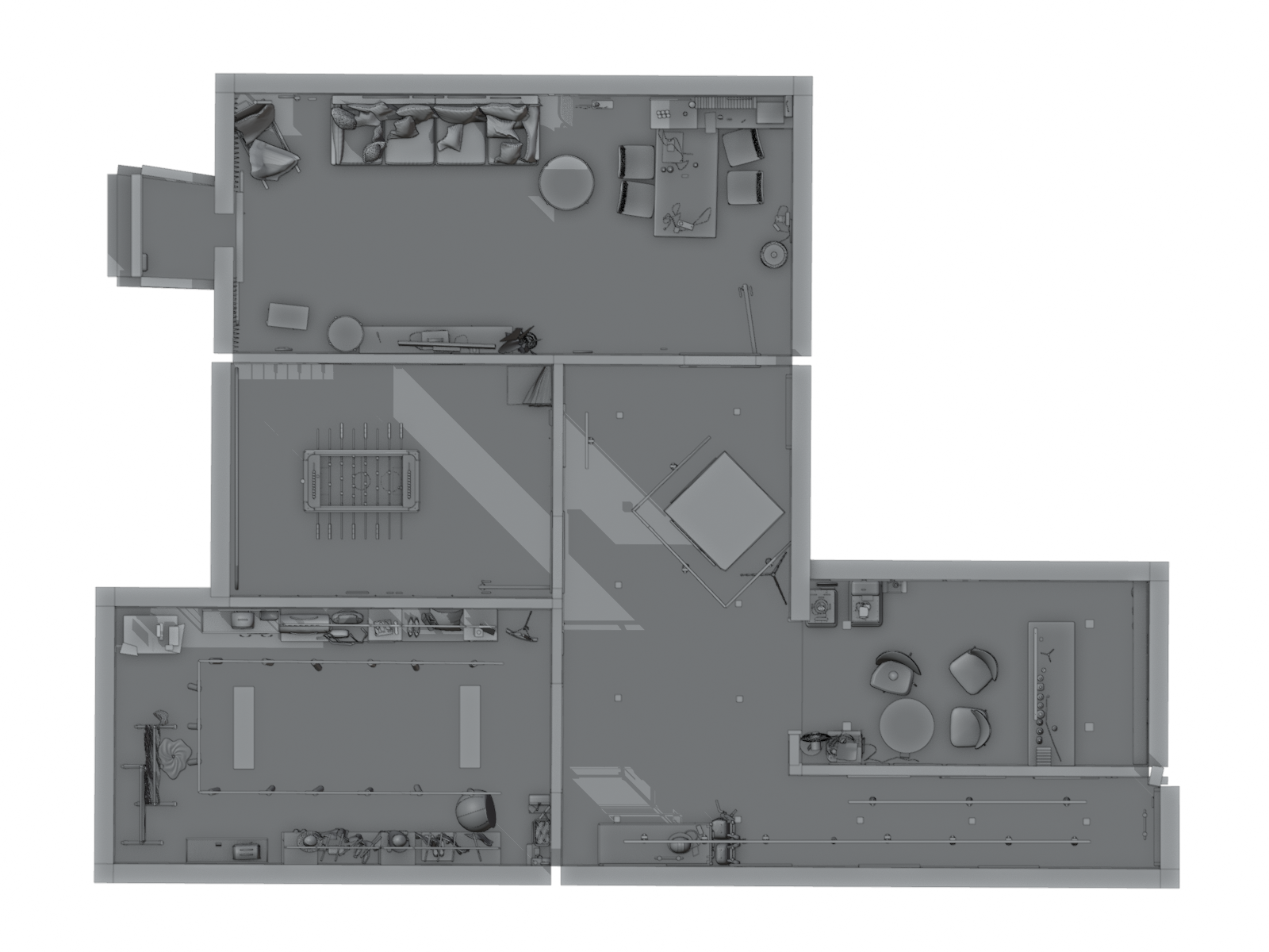 Plan view of the native Blender scene